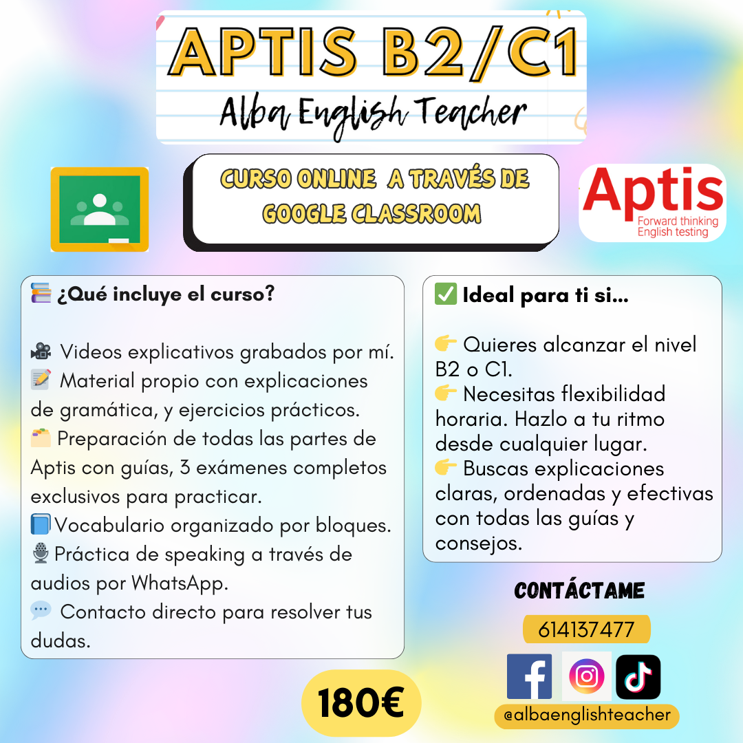 Curso online inglés nivel B2/C1 – Aptis ESOL General