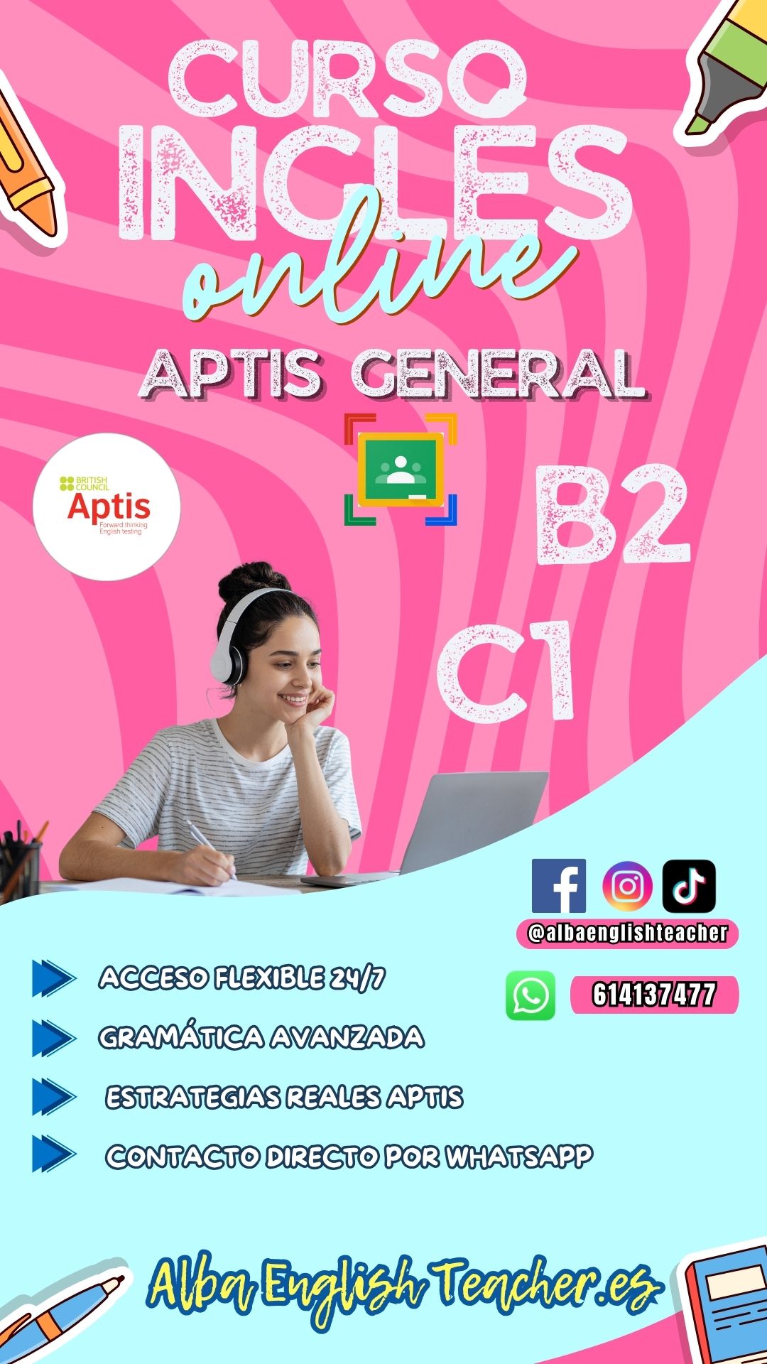 Curso online inglés nivel B2/C1 – Aptis ESOL General